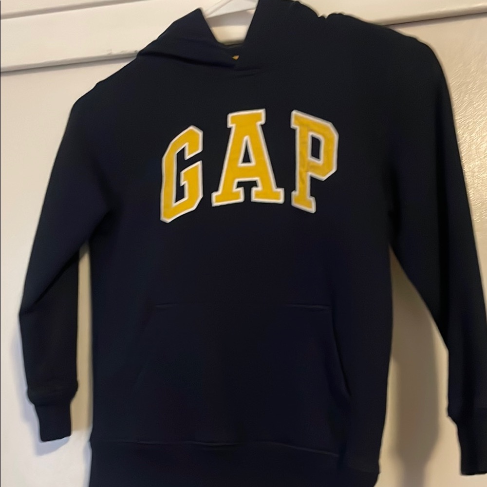 GAP Dark Blue Hoodie with Yellow Lettering